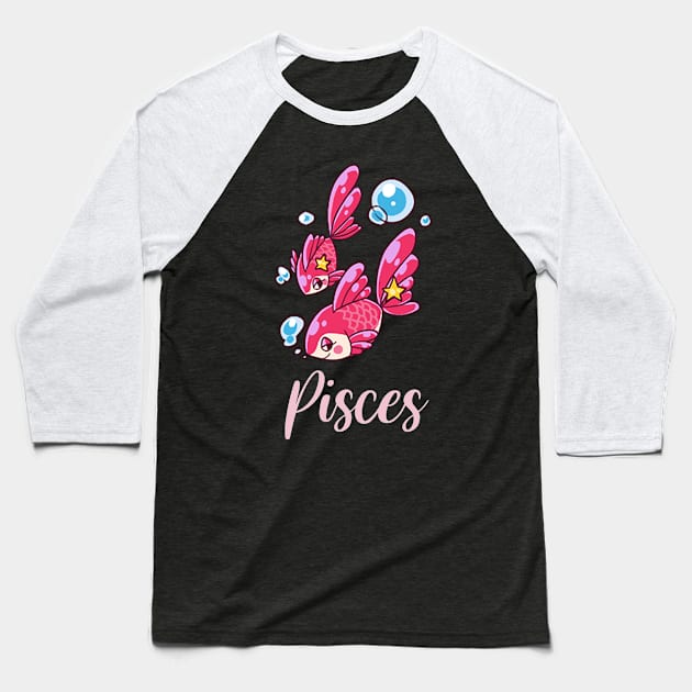 Pisces Baseball T-Shirt by Kiroiharu